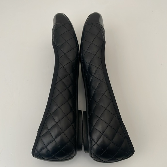 Van Eli Black Leather Quilted Ballet Flats size 7.5W Slip on Cap Toe - Picture 6 of 11